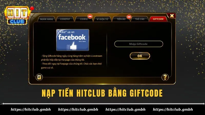 Nạp tiền HITCLUB bằng Giftcode Nạp tiền HITCLUB bằng Giftcode