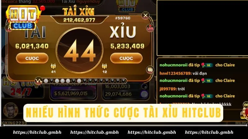 Rất nhiều hình thức đặt cược Tài Xỉu Hitclub Rất nhiều hình thức đặt cược Tài Xỉu Hitclub